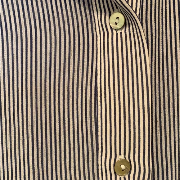 Blue and white pinstripe button down blouse - Picture 4 of 4